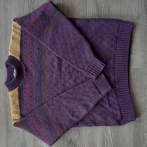 Vintage Verbier Monod Sports Banff Ski Sweater Wool Alpaca Leather Trim